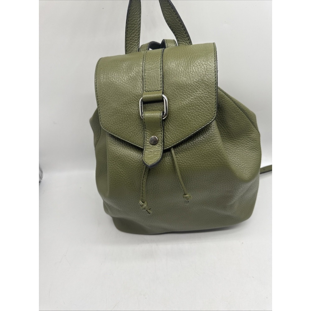 A Bellucci Backpack Green Pebble‎ Leather Purse Made in Italy Quiet Luxury